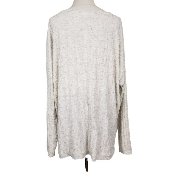 Time and Tru Top Women's XXL Scop Neck Long Sleeve Ribbed Heathered Knit Shirt - Picture 4 of 7